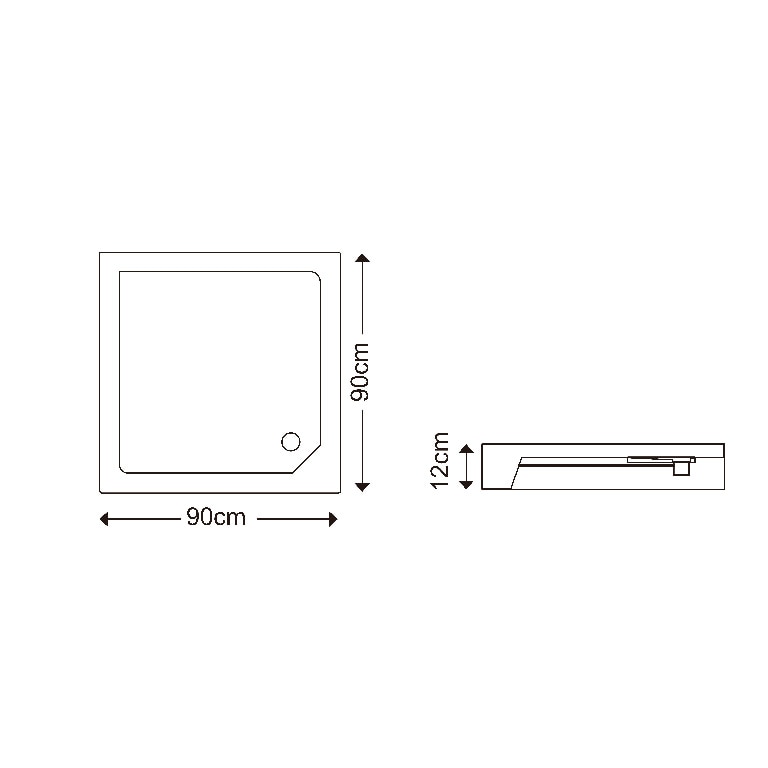 Cabina dus simpla, patrata, 90 x 90 cm 