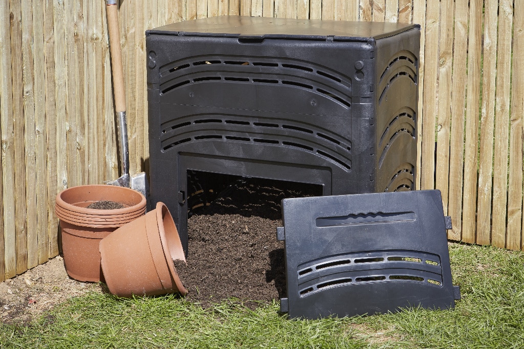 Compostor de gradina, 350 L, negru, 80 x 80 x 60 cm  Verve