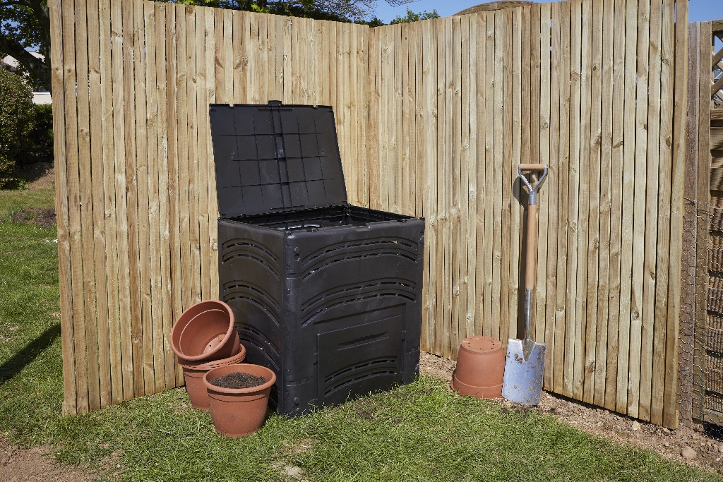 Compostor de gradina, 350 L, negru, 80 x 80 x 60 cm  Verve