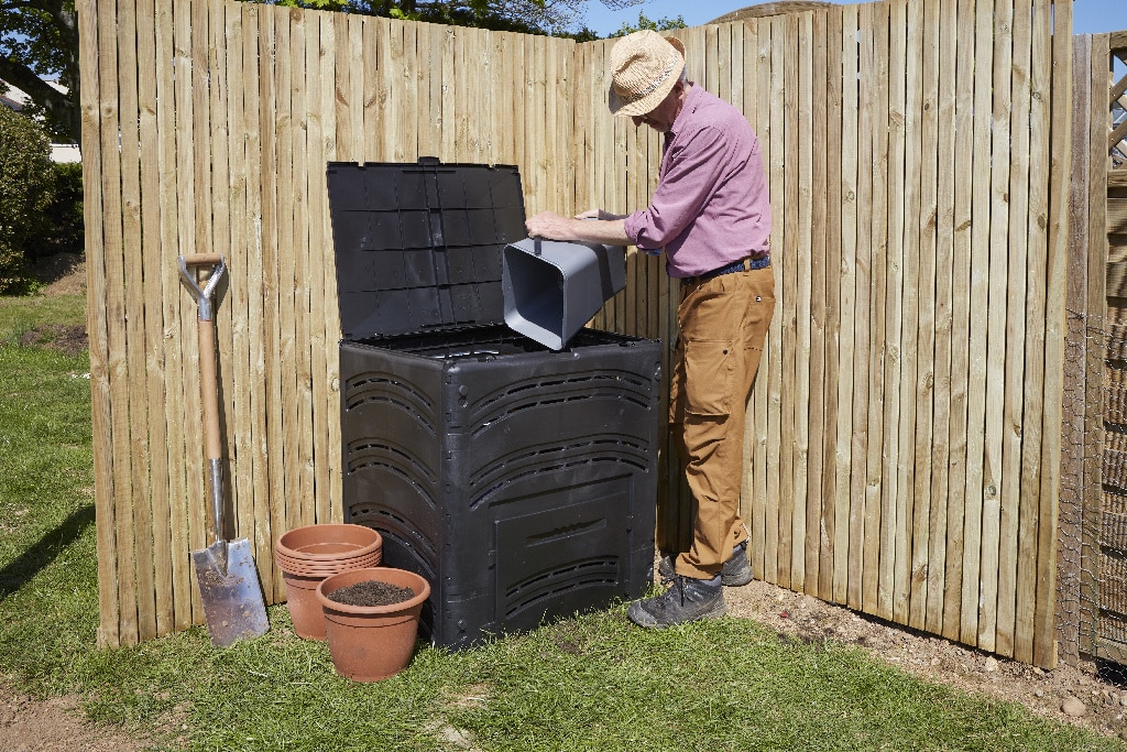 Compostor de gradina, 350 L, negru, 80 x 80 x 60 cm  Verve