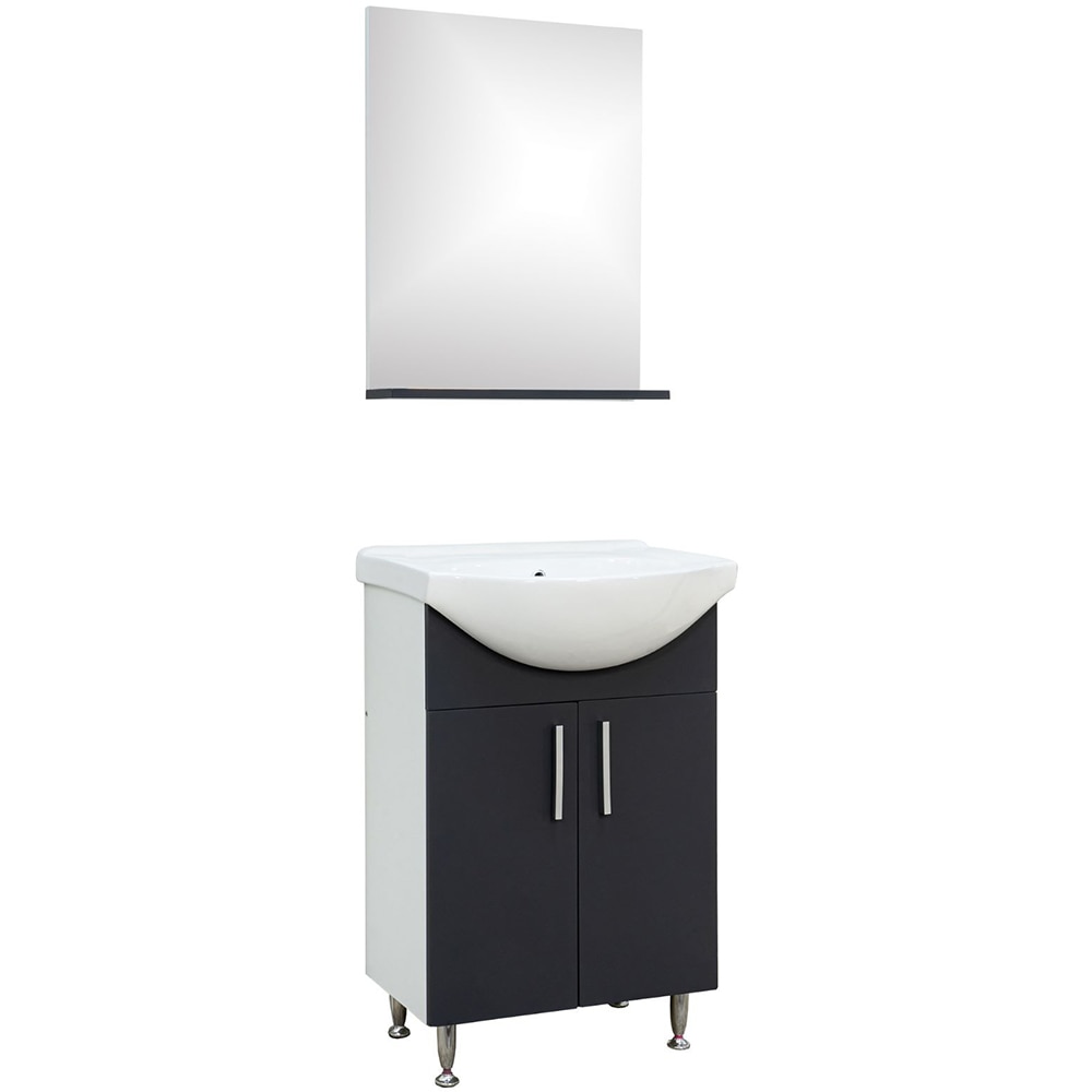 Set mobilier baie SANITOP Bella, cu oglinda, 55 cm, PAL, gri inchis