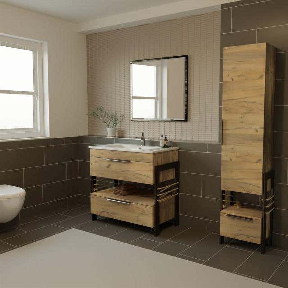 Oglinda baie SANITOP Element, 70 x 4 x 68 cm, negru