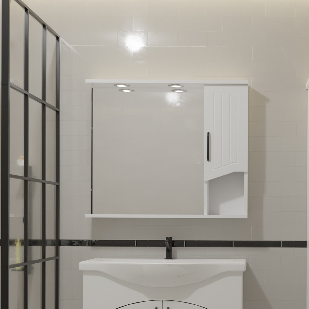 Oglinda baie cu dulap SANITOP Zelena, 60 x 20 x 73 cm, iluminare LED, alb