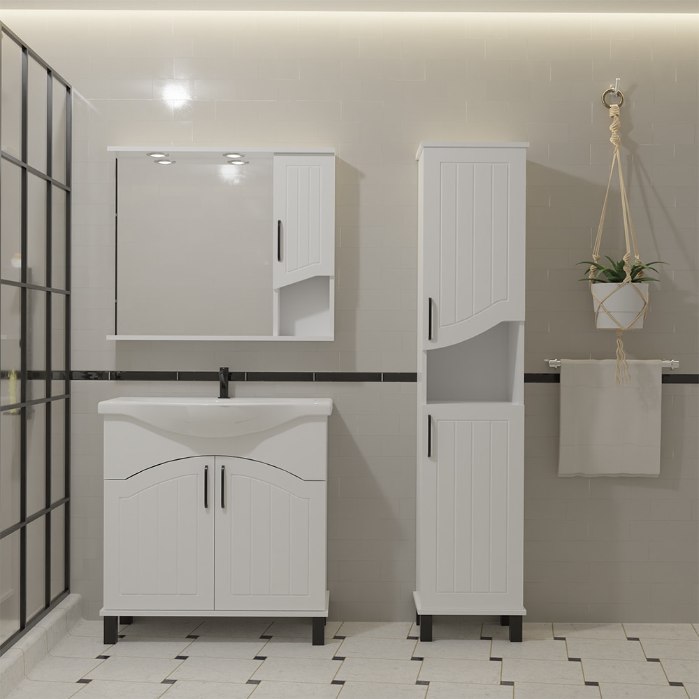 Oglinda baie cu dulap SANITOP Zelena, 60 x 20 x 73 cm, iluminare LED, alb