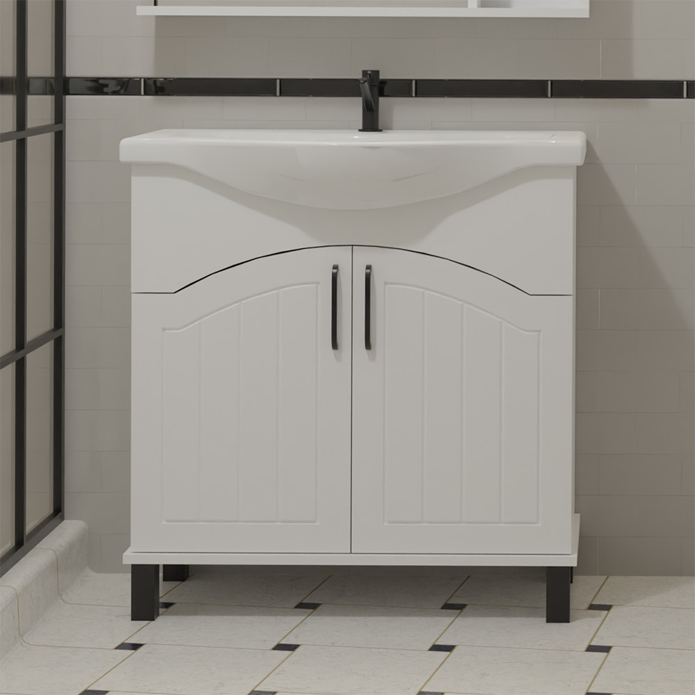 Set masca si lavoar SANITOP Zelena, 55 x 32.5 x 78 cm, alb