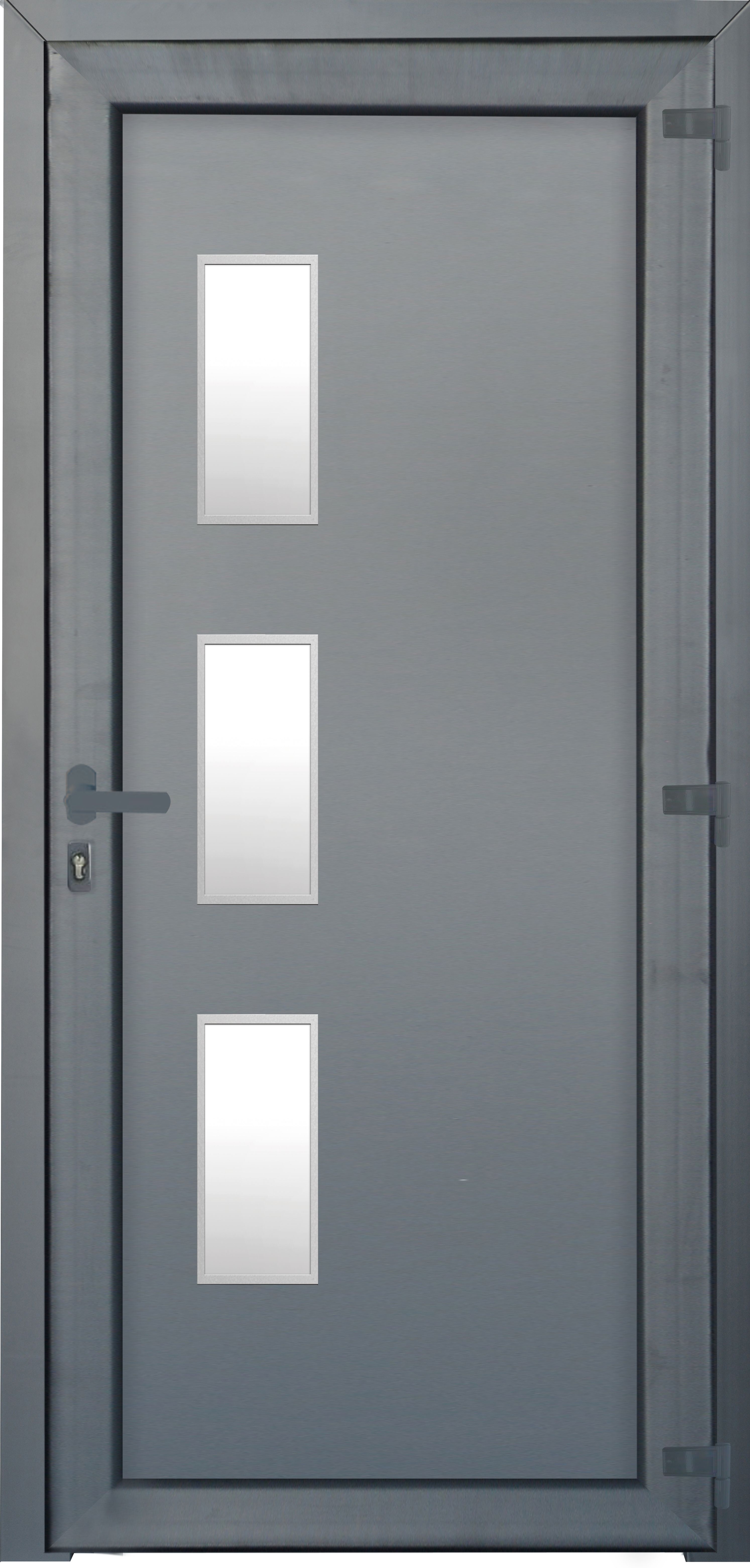 Usa de exterior pentru casa, PVC gri cu geam, stanga, 205 x 88 cm  Fortia Kilifi