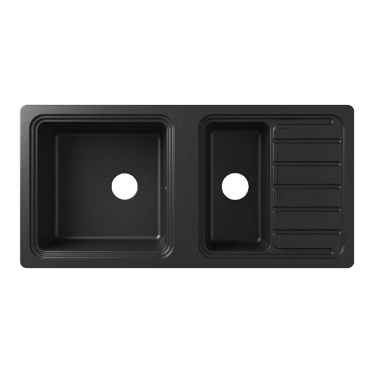 Chiuveta bucatarie GOODHOME Romesco, 1 1/2 cuve, otel inoxidabil, accesorii, negru