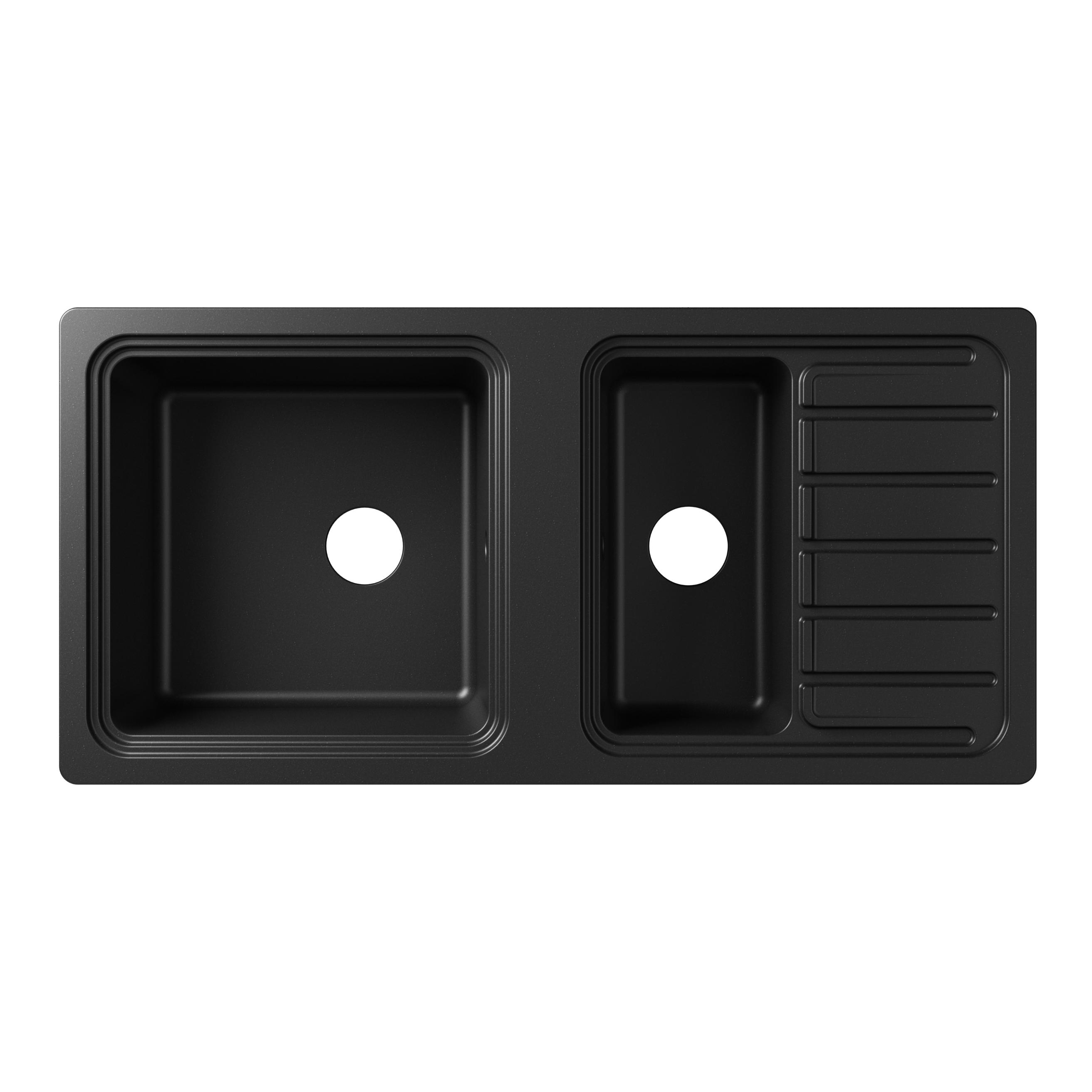 Chiuveta bucatarie GOODHOME Romesco, 1 1/2 cuve, otel inoxidabil, accesorii, negru