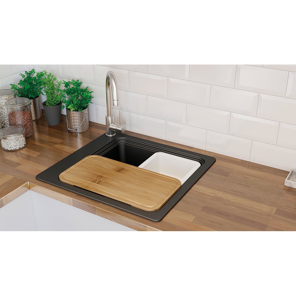 Chiuveta bucatarie GOODHOME Romesco, 1 cuva, picurator reversibil, compozit granit, negru