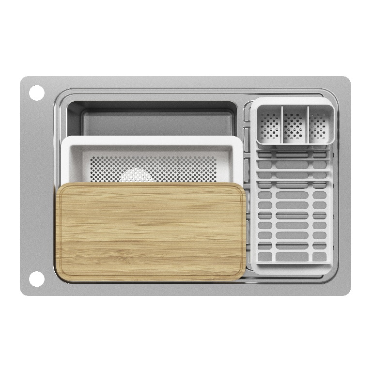 Chiuveta bucatarie GoodHome Romesco, 1 cuva, picurator reversibil, inox, accesorii, argintiu