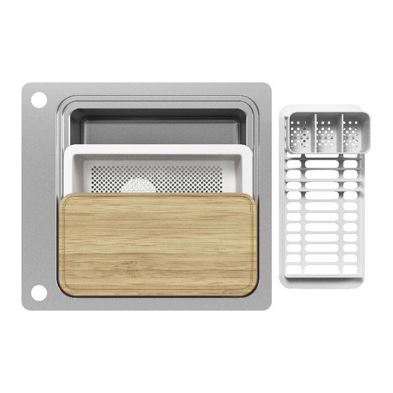 Chiuveta bucatarie, modulara cu accesorii, inox, 51X56 cm  GoodHome Romesco