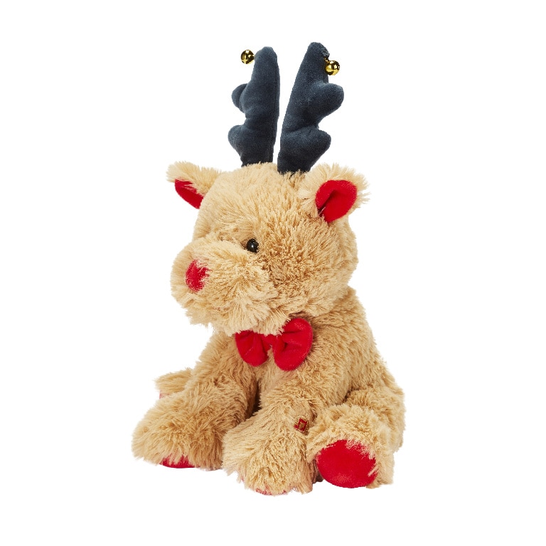 Jucarie Ren, 35 cm, se leagana si canta, pe baterie, plus, maro