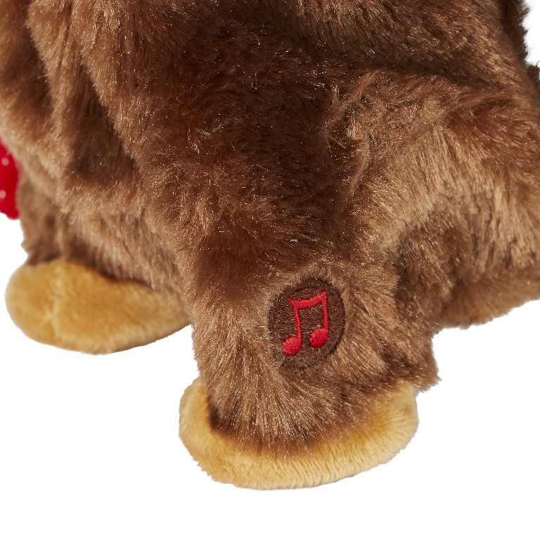 Jucarie Caine, 22 cm, merge si canta, pe baterie, plus, maro