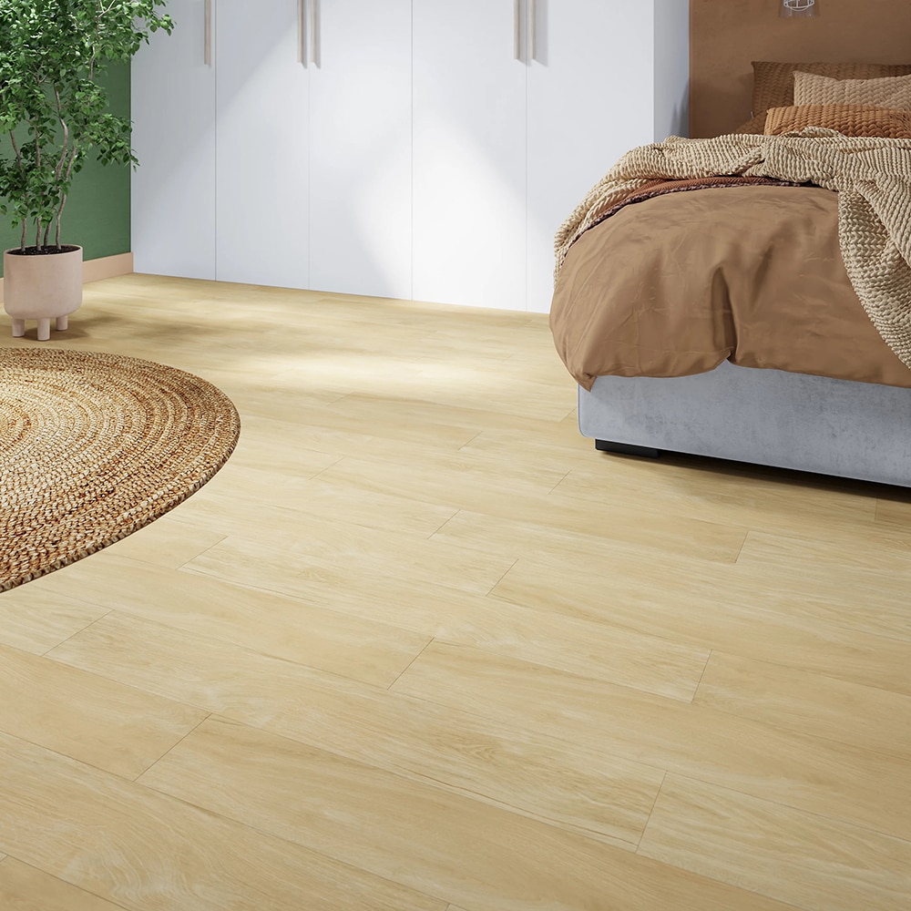 Placa autoadeziva din vinil Poprock GOODHOME, 91.4 x 15.2 x 0.2 cm, acoperire 2 metri patrati, PVC, aspect de lemn natural