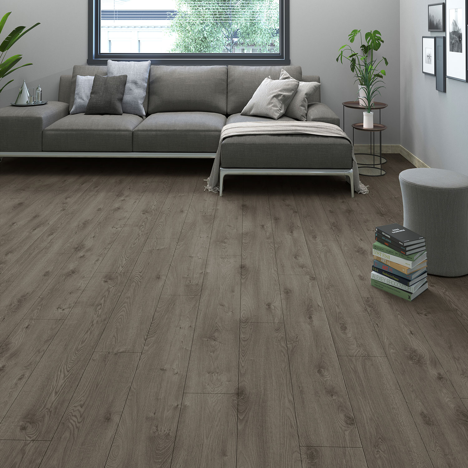 Parchet laminat 12 mm, gri, acoperire per cutie 1.355 mp, AC5, HDF • AGT