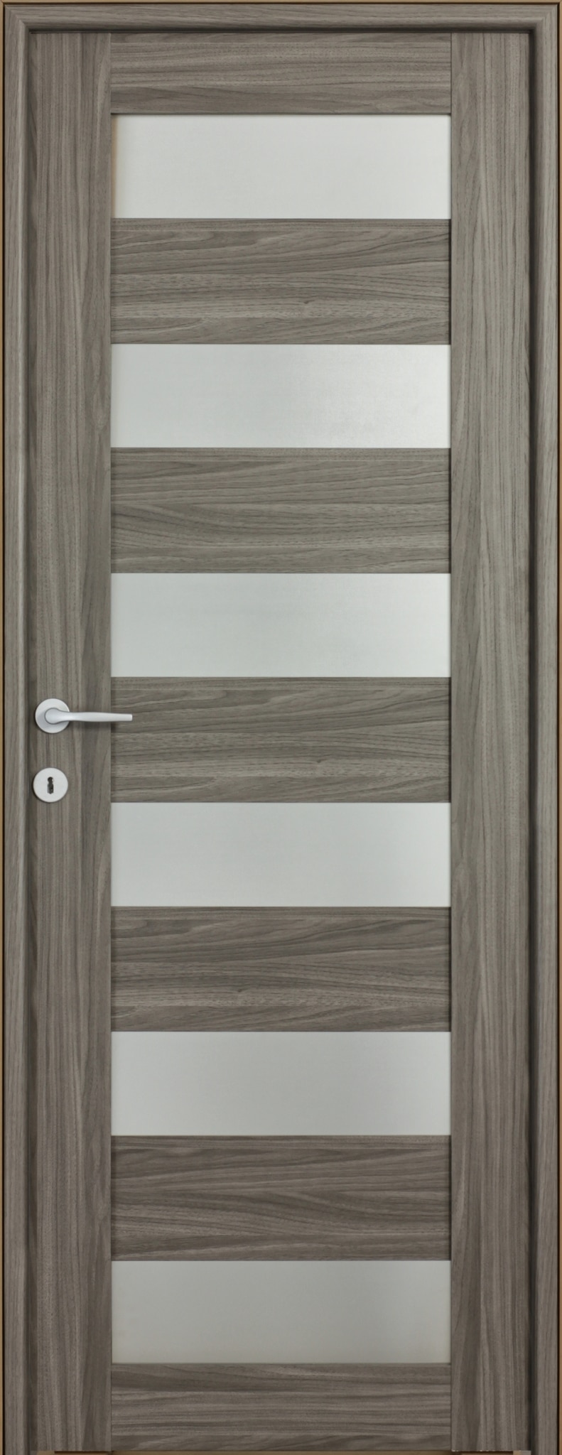 Usa interior Trame, cu geam, reversibila, MDF, 78 x 203 cm, gri inchis