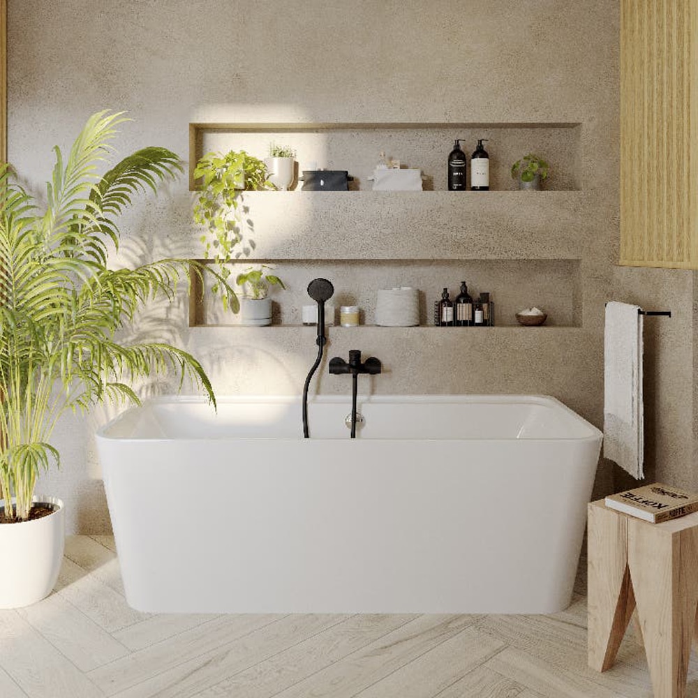 Cada baie freestanding GOODHOME Nakina, acril, 170 x 75 x 60 cm, alb