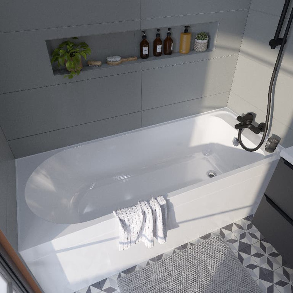 Cada baie GOODHOME Cavally, reversibila, acril, 150 x 70 cm, alb