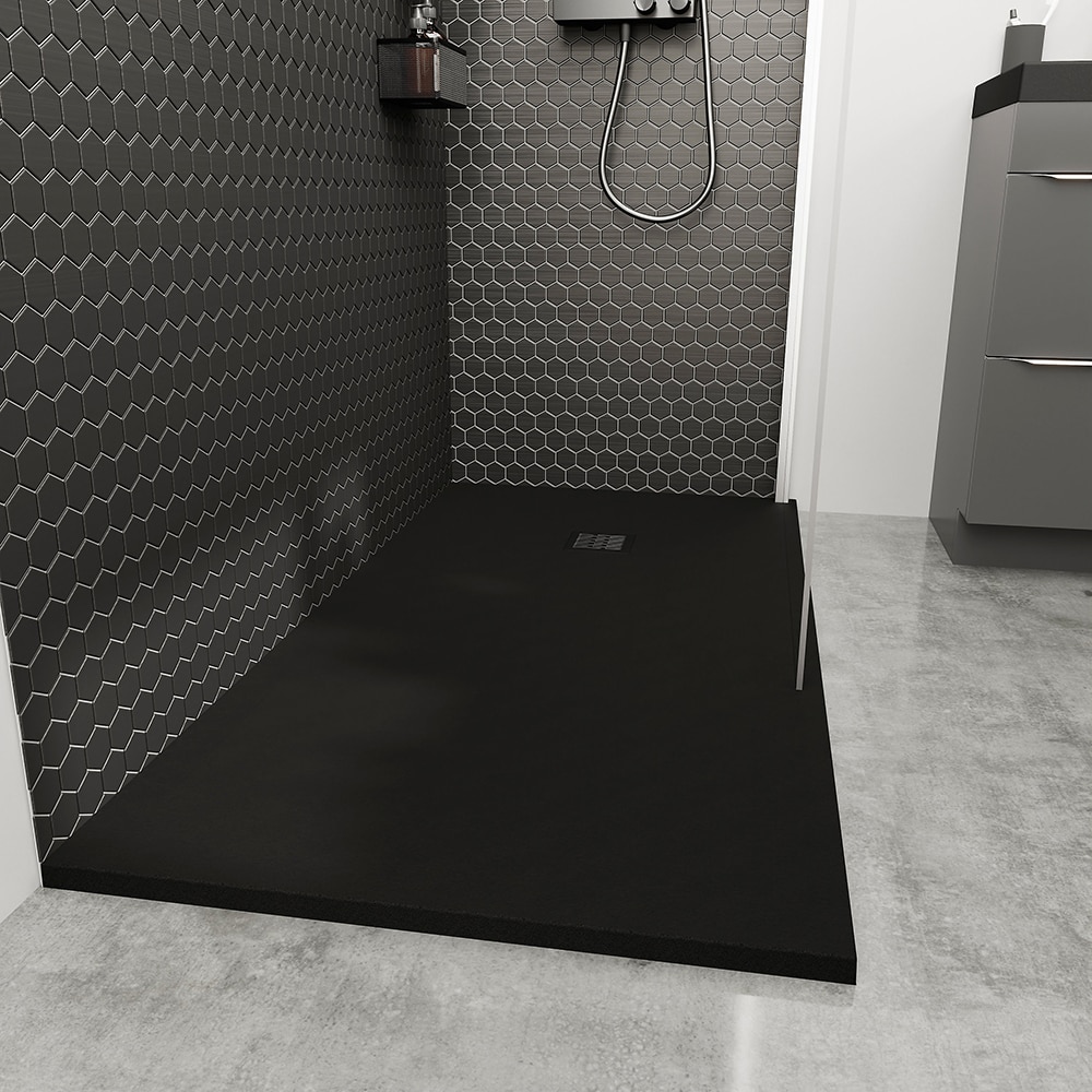 Cadita de dus GOODHOME, 140 x 80 cm, rasina, negru