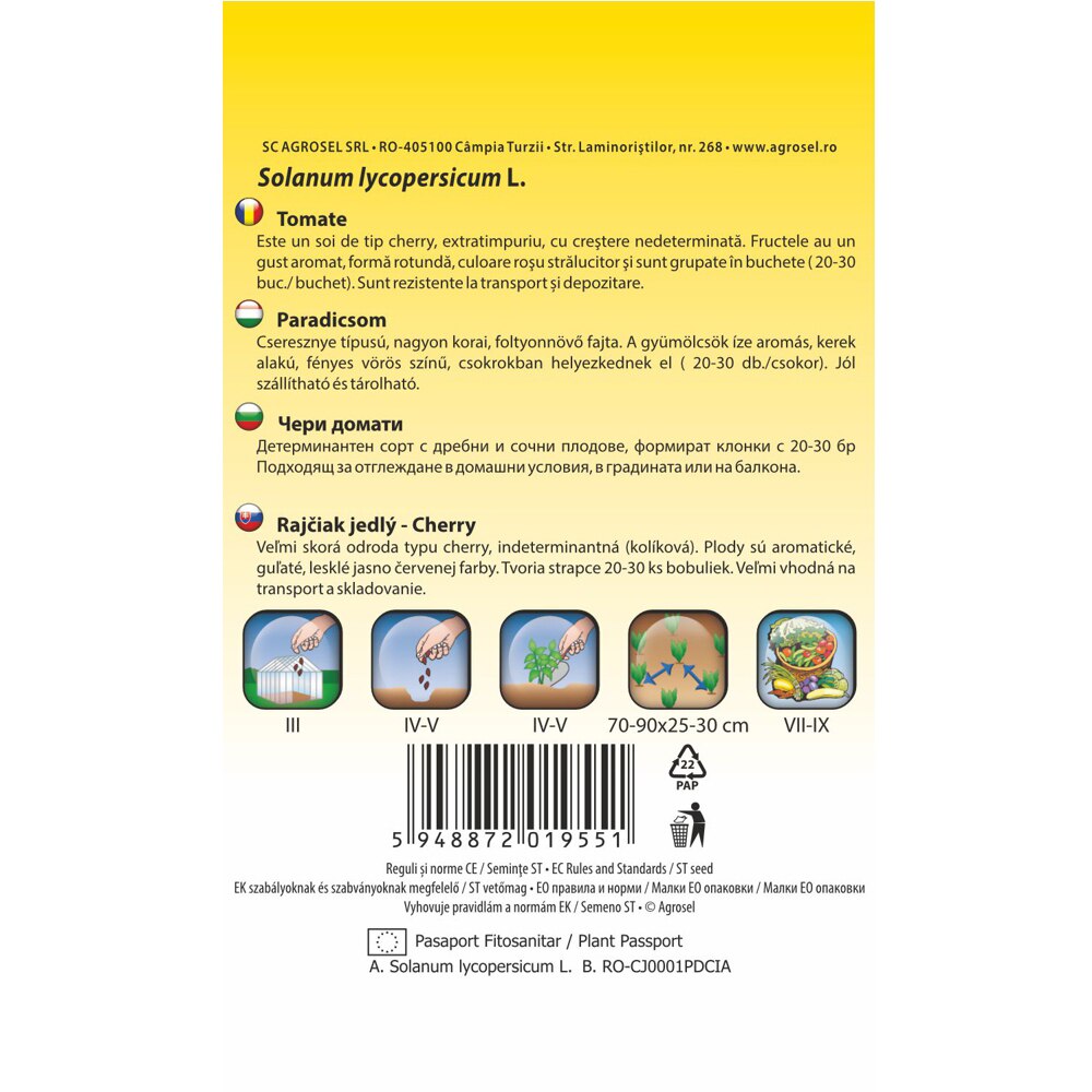 Seminte de legume Tomate Drops rosii Hobby, 1 plic