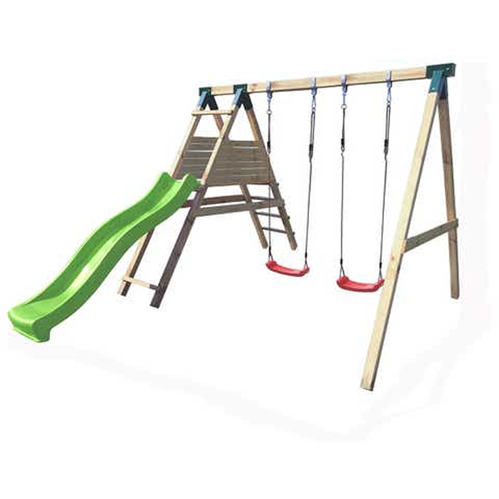 Loc de joaca pentru copii 101365351, tobogan, 2 leagane, 394 x 300 x 228 cm