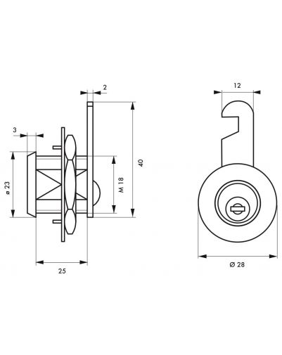 Incuietoare cu cama, 25 mm  Thirard Balcani