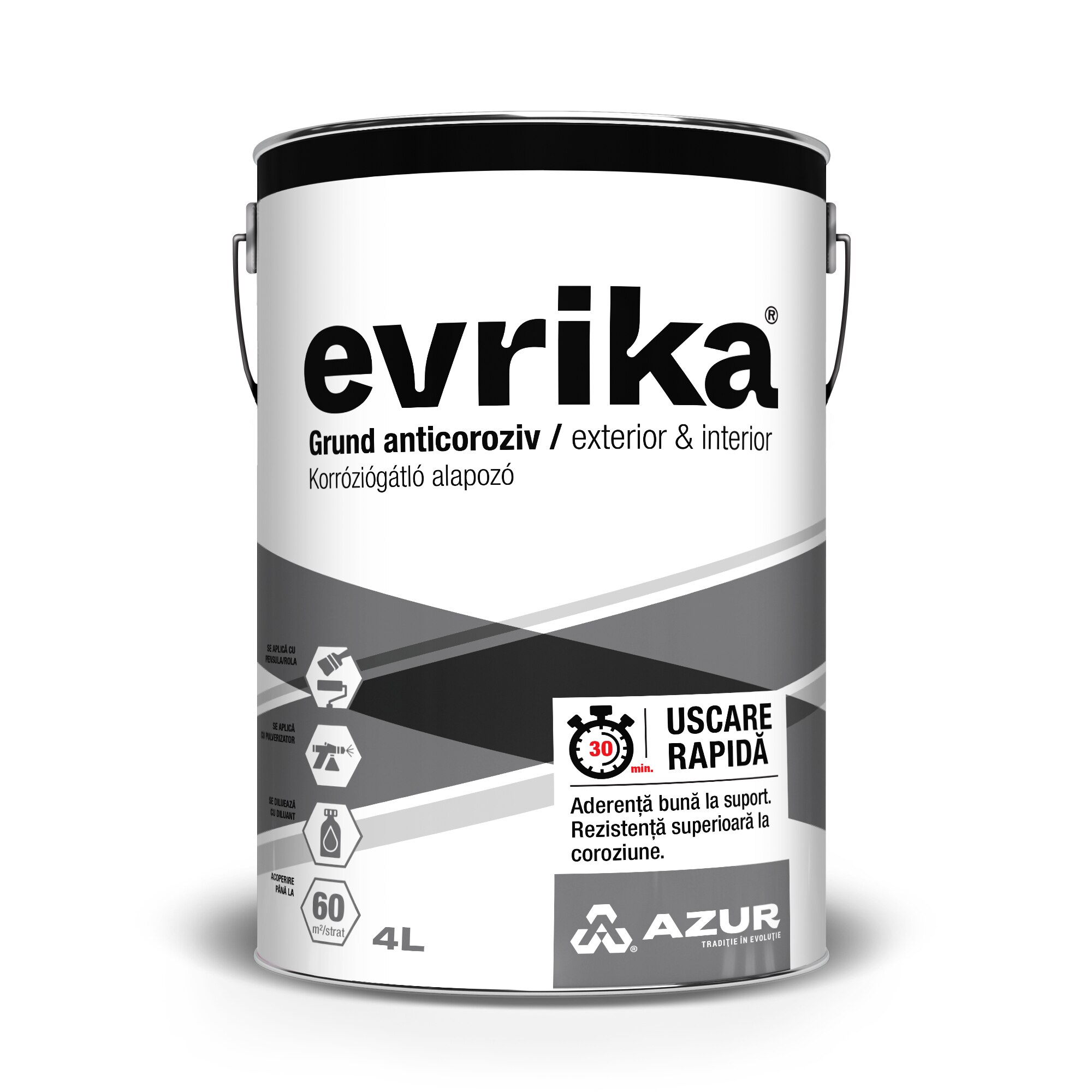 Grund anticoroziv, rosu oxid, 4 L • Evrika  