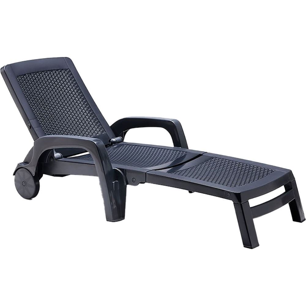 Sezlong pliabil gradina/terasa/plaja Bica Miami, polipropilena, 190 x 70 x 46 cm, gri antracit