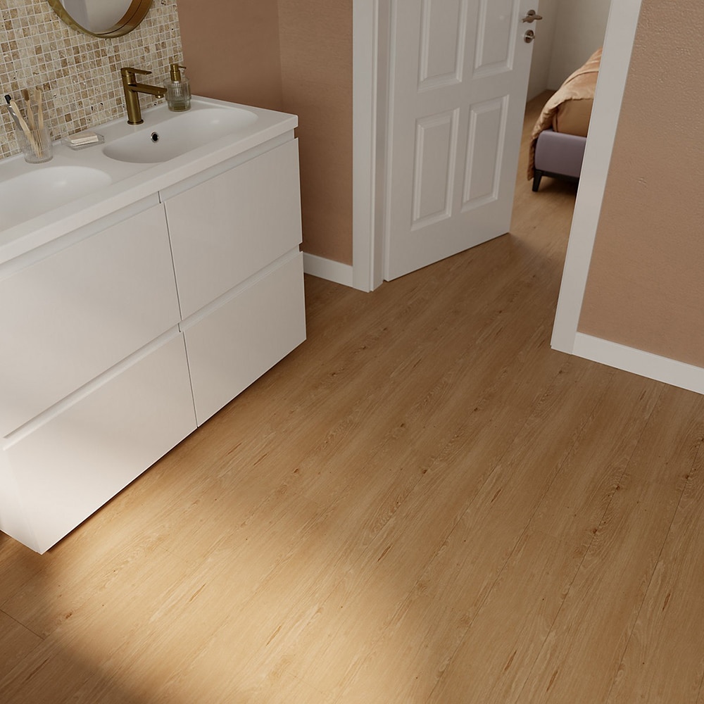 Parchet vinil compozit GOODHOME Mambo Visby, 121.92 x 17.78 cm, 2.17 mp, maro