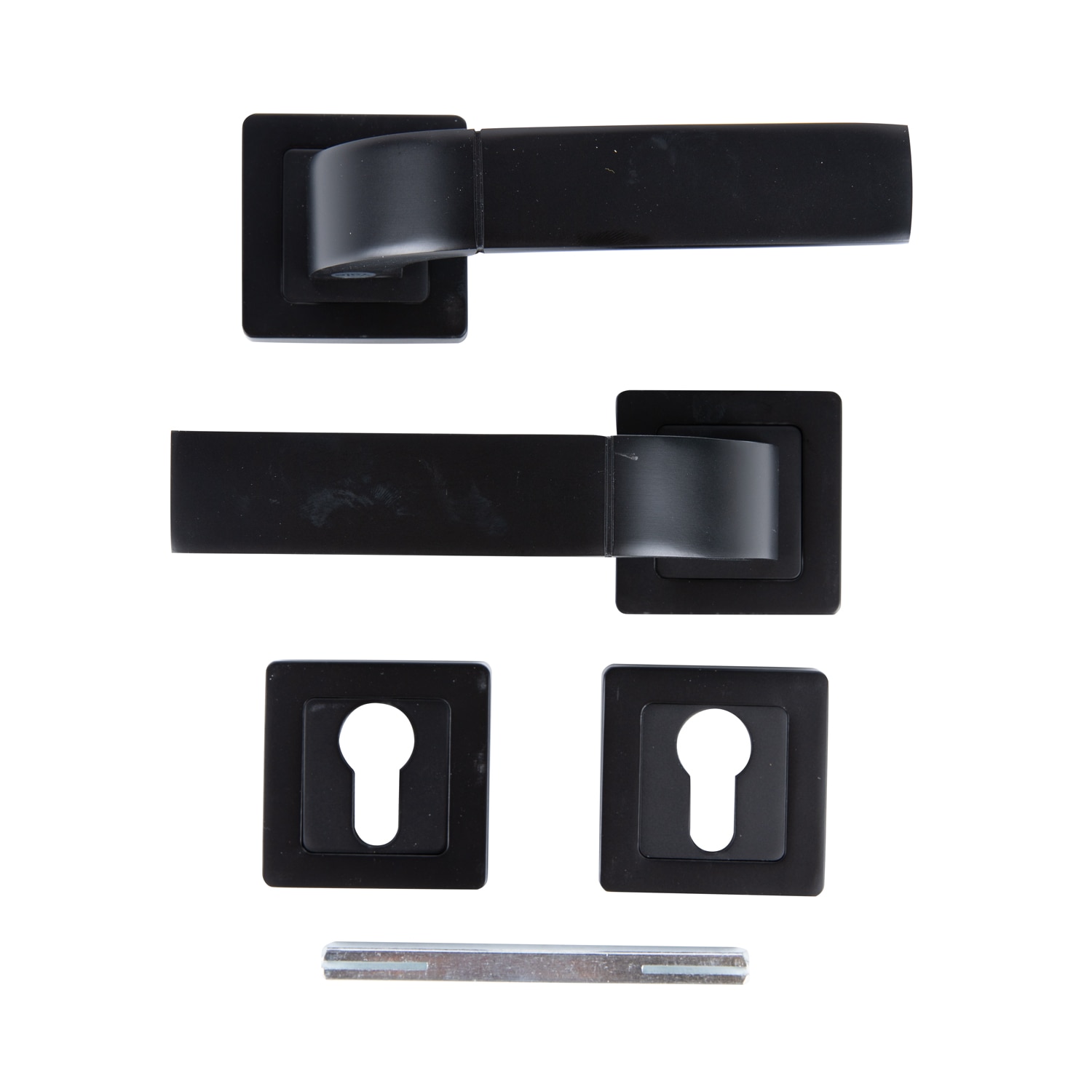 Set manere, rozete cilindru incluse, aluminiu, negru, usi de interior • Yale Bologna