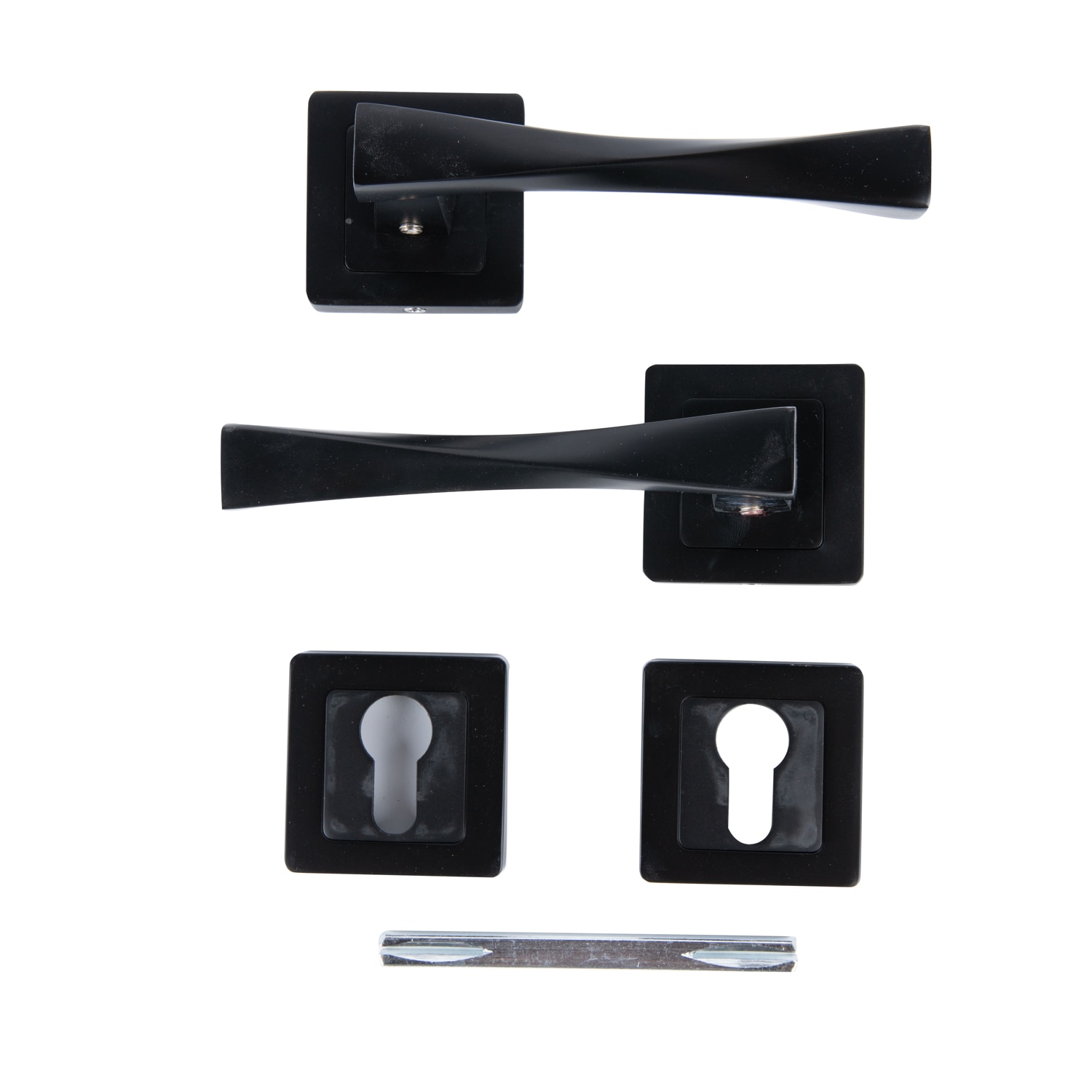 Set manere, rozete cilindru, aluminiu, negru, usi de interior • Yale Verona