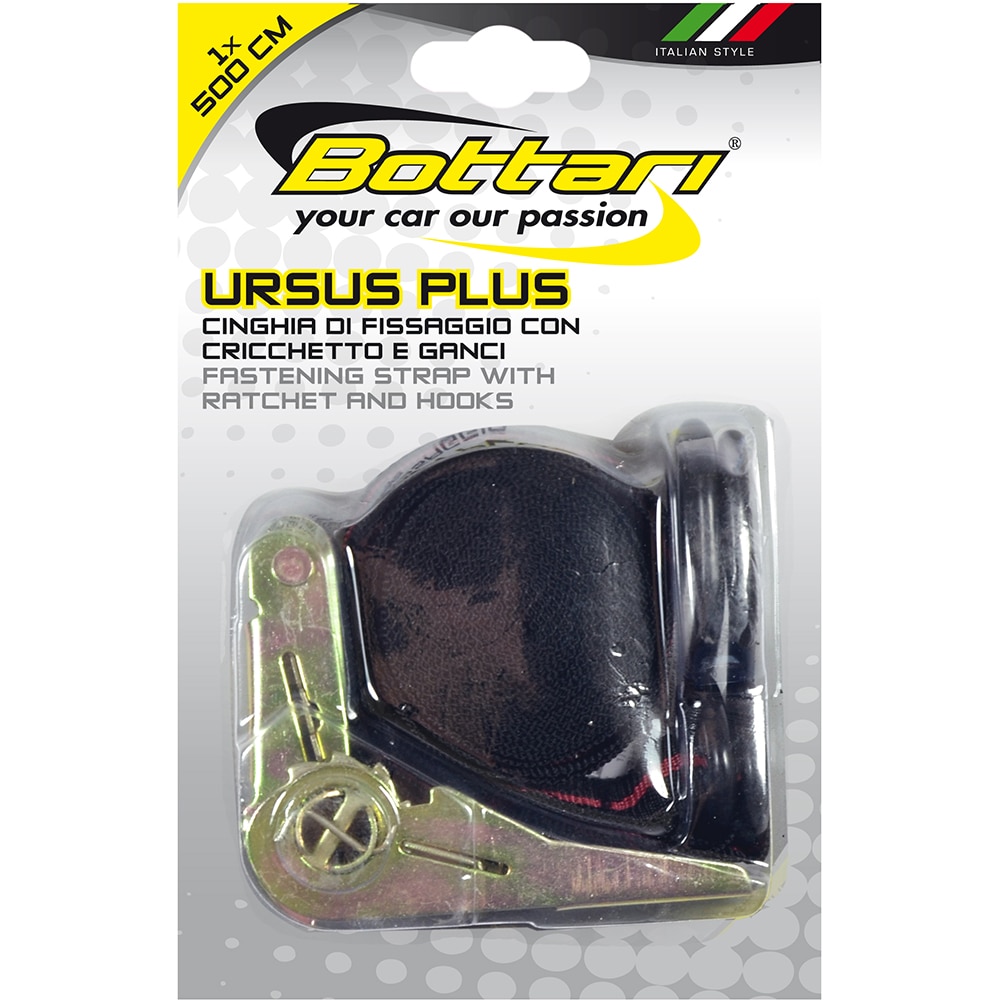 Chinga cu clichet BOTTARI, 10mm x 5m, negru-rosu