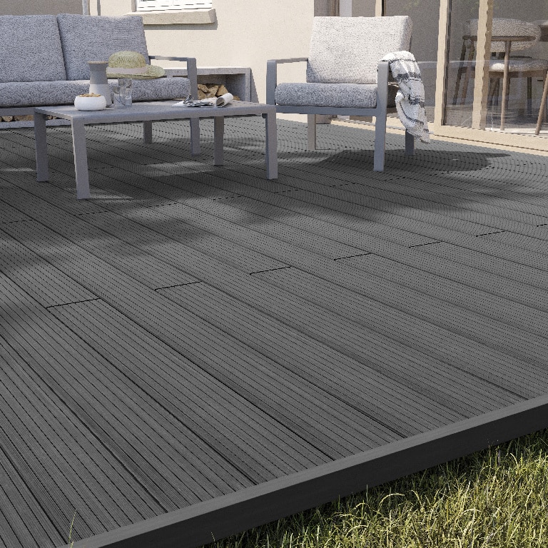 Dusumea pentru terasa, WPC, gri, 220 x 14.5 x 2.1 cm  Premium Klikstrom