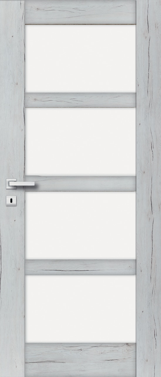 Usa de interior cu geam, gri, dreapta, mdf, 206 x 68 cm, toc inclus • Adara