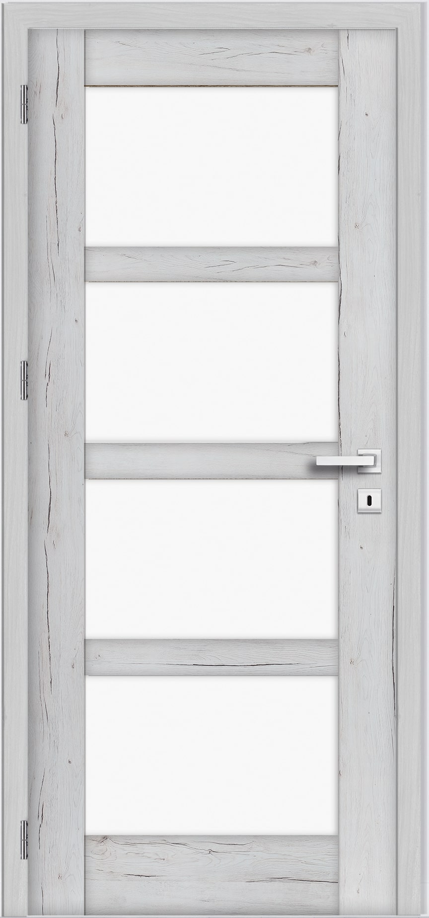 Usa de interior cu geam, gri, dreapta, mdf, 206 x 68 cm, toc inclus • Adara