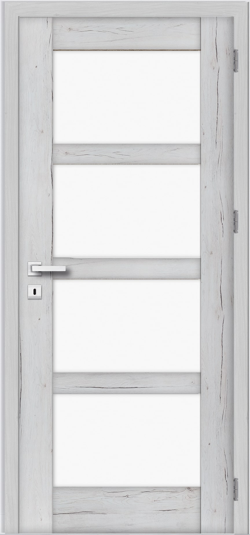 Usa de interior cu geam, gri, stanga, mdf, 206 x 78 cm, toc inclus • Adara