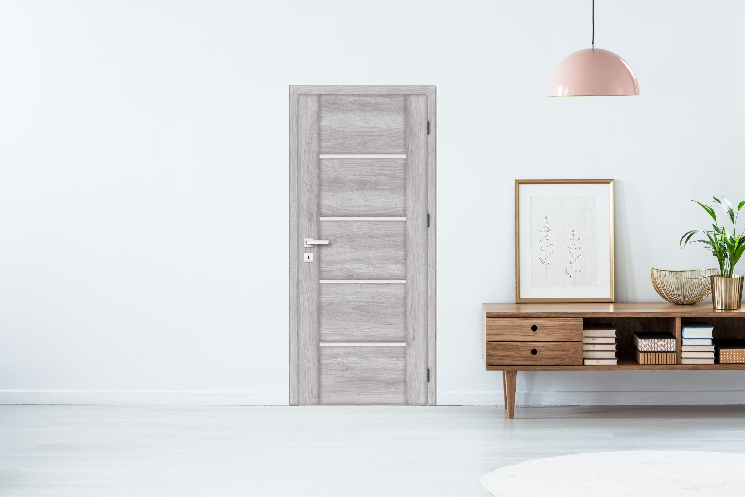 Usa de interior cu geam, maro, stanga, mdf, 206 x 68 cm, toc inclus • Bolzano