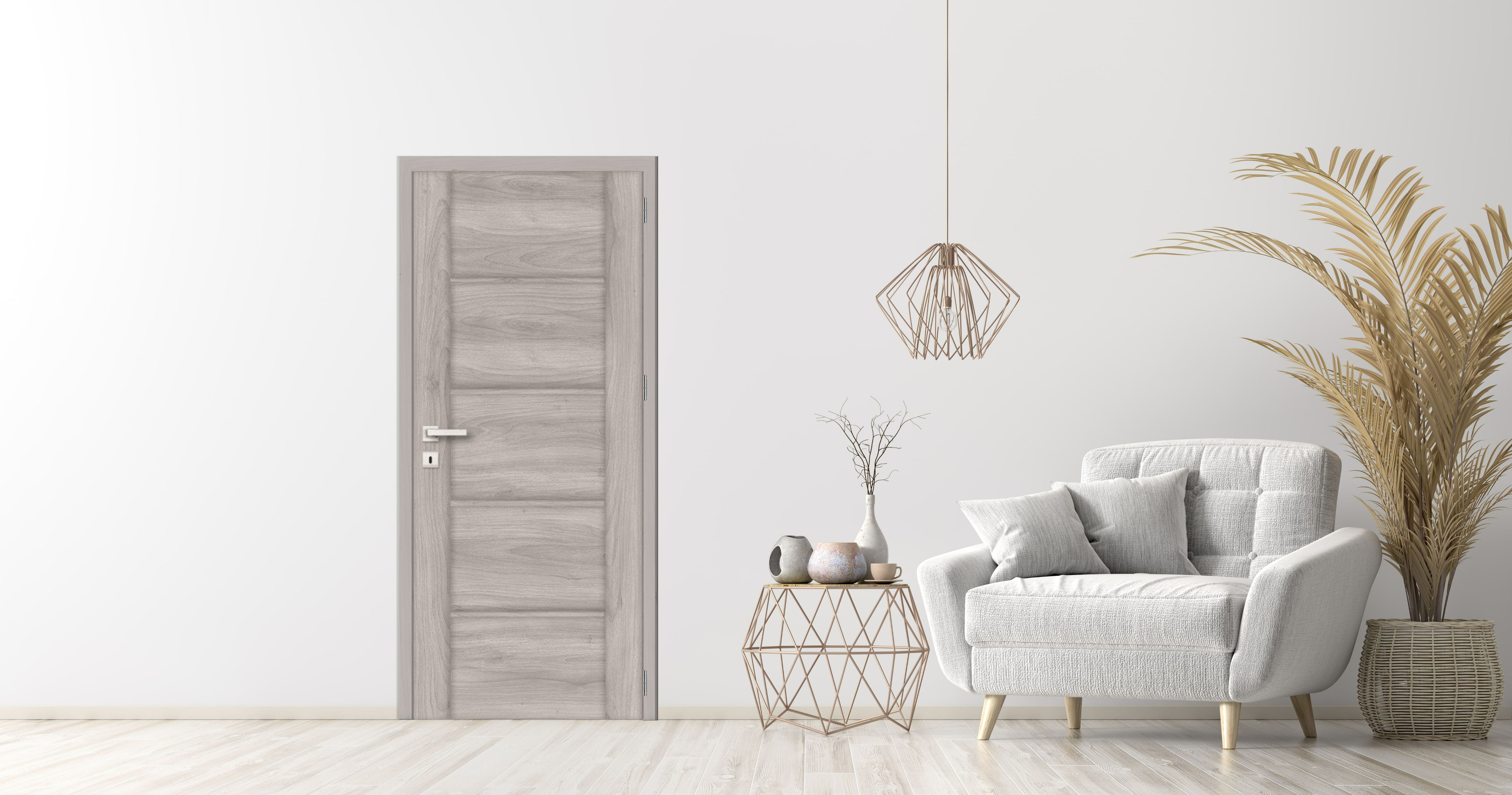 Usa de interior cu geam, maro, dreapta, mdf, 206 x 78 cm, toc inclus • Bolzano