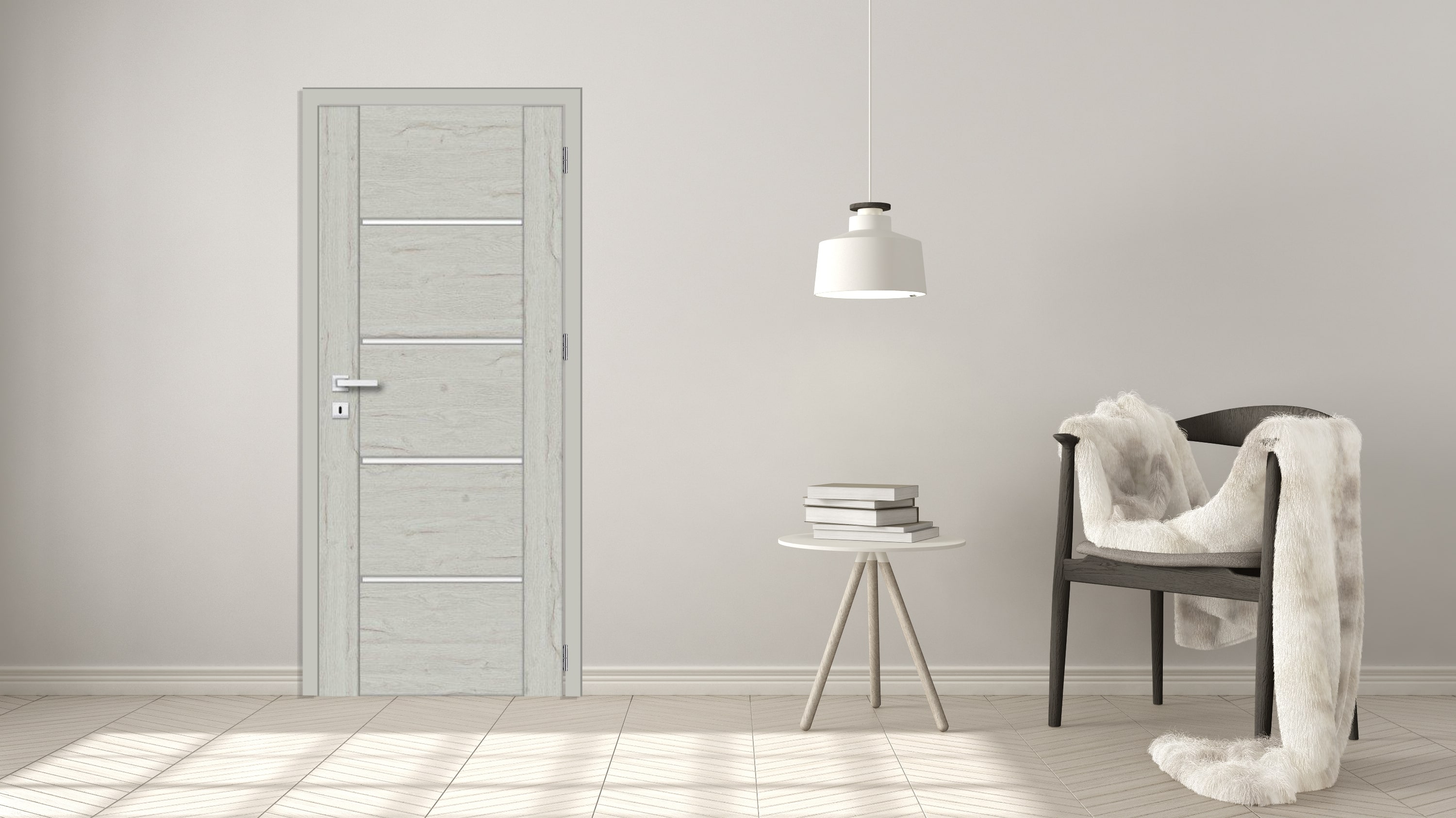 Usa de interior cu geam, maro, dreapta, mdf, 206 x 68 cm, toc inclus • Bolzano