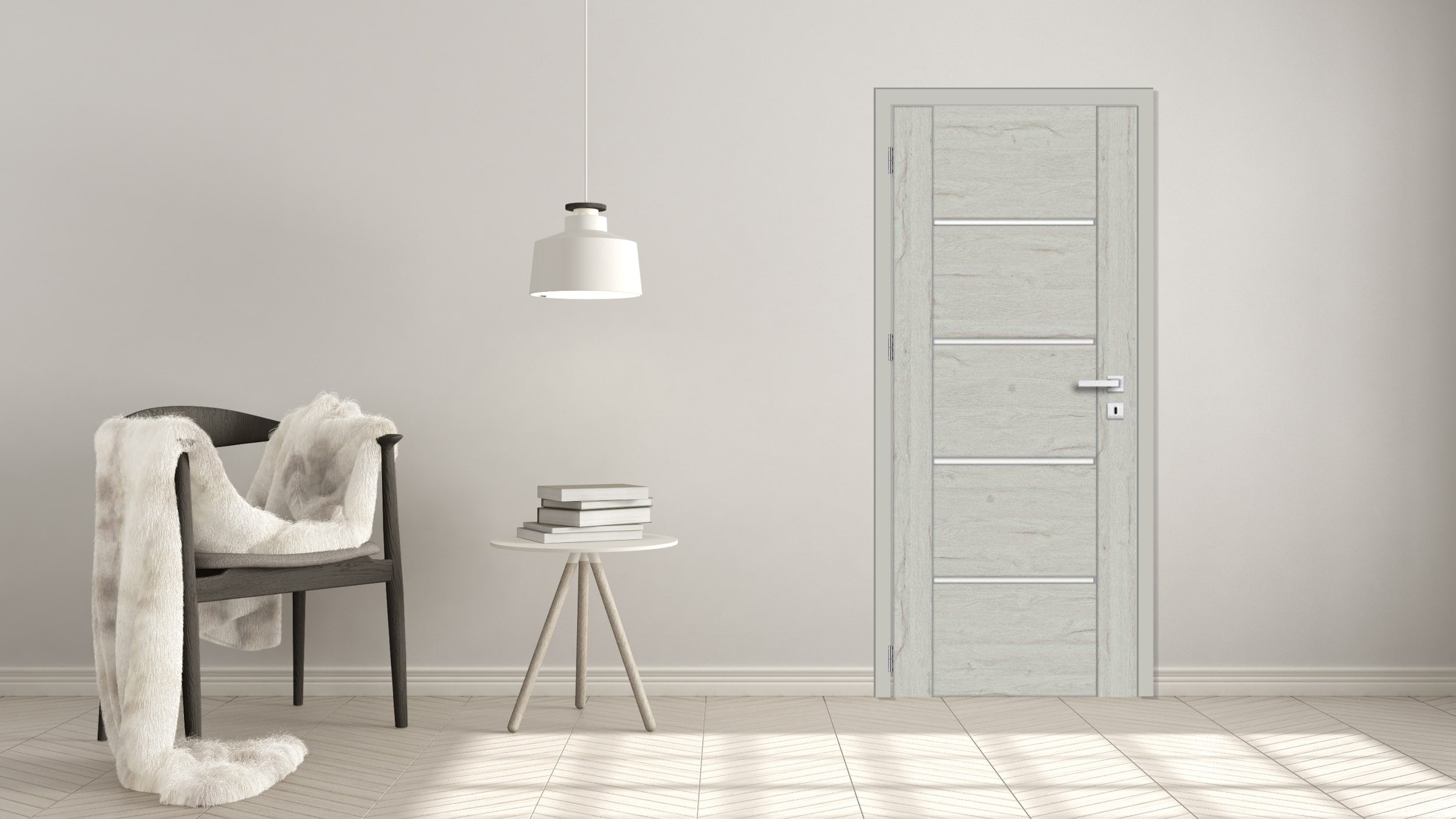 Usa de interior cu geam, maro, dreapta, mdf, 206 x 68 cm, toc inclus • Bolzano