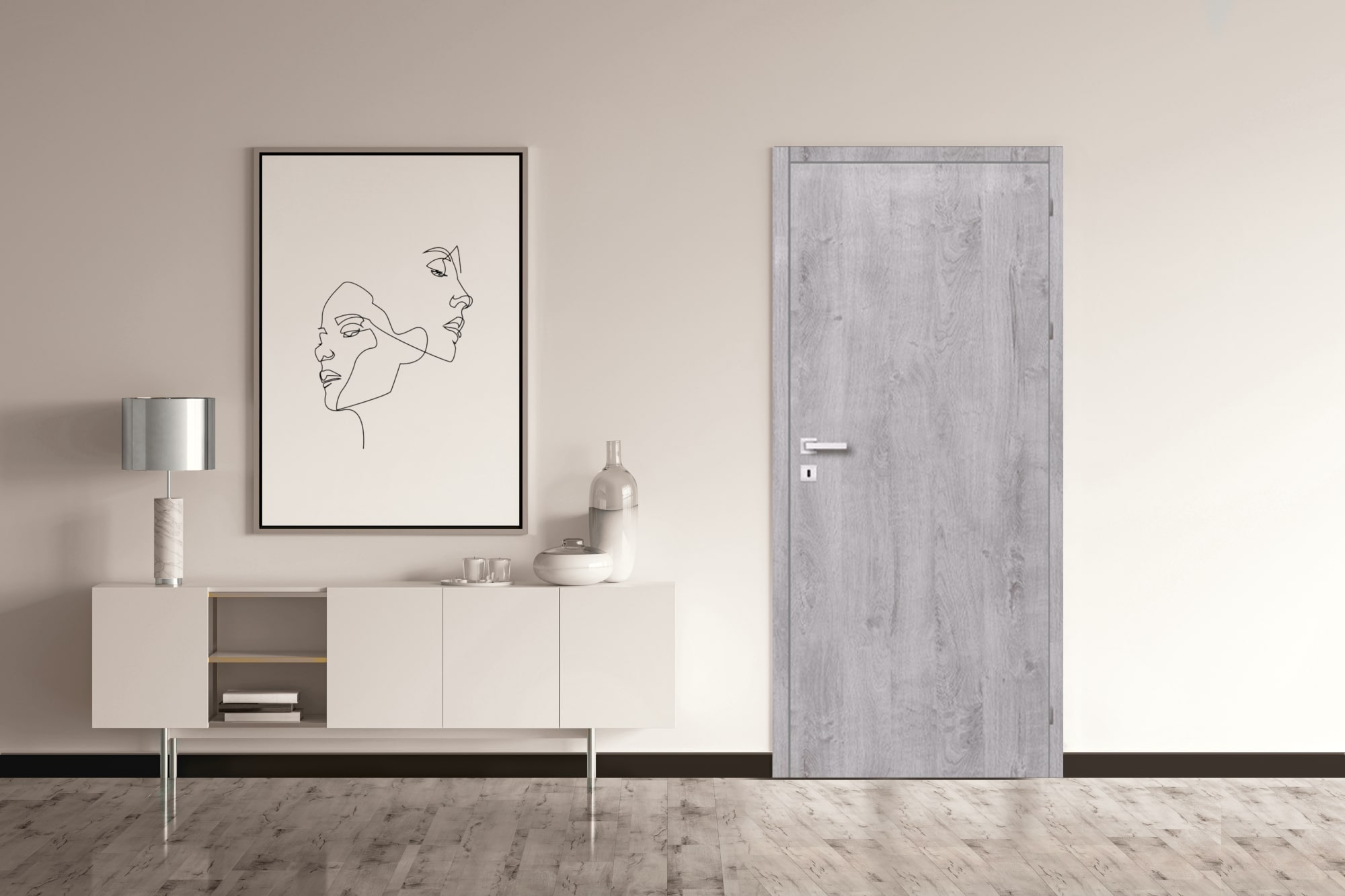 Usa de interior  gri, stanga, mdf, 206 x 88 cm, toc inclus • Exmoor