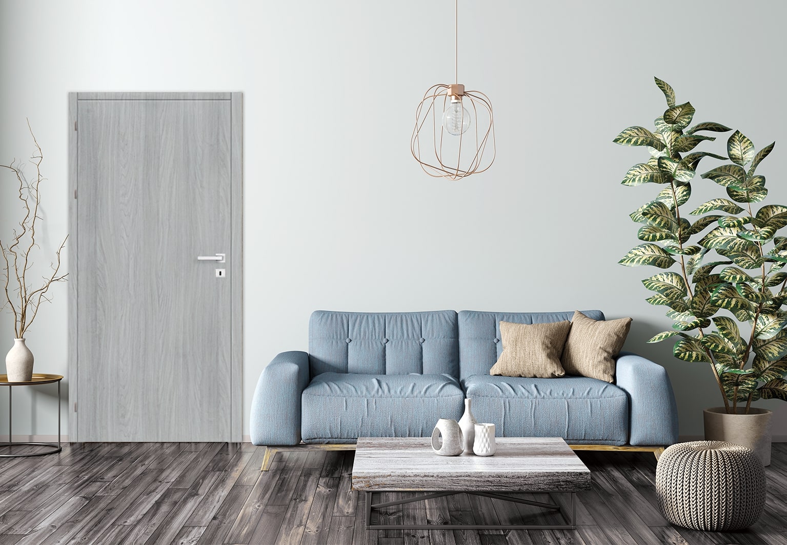 Usa de interior  gri, dreapta, mdf, 206 x 88 cm, toc inclus • Exmoor