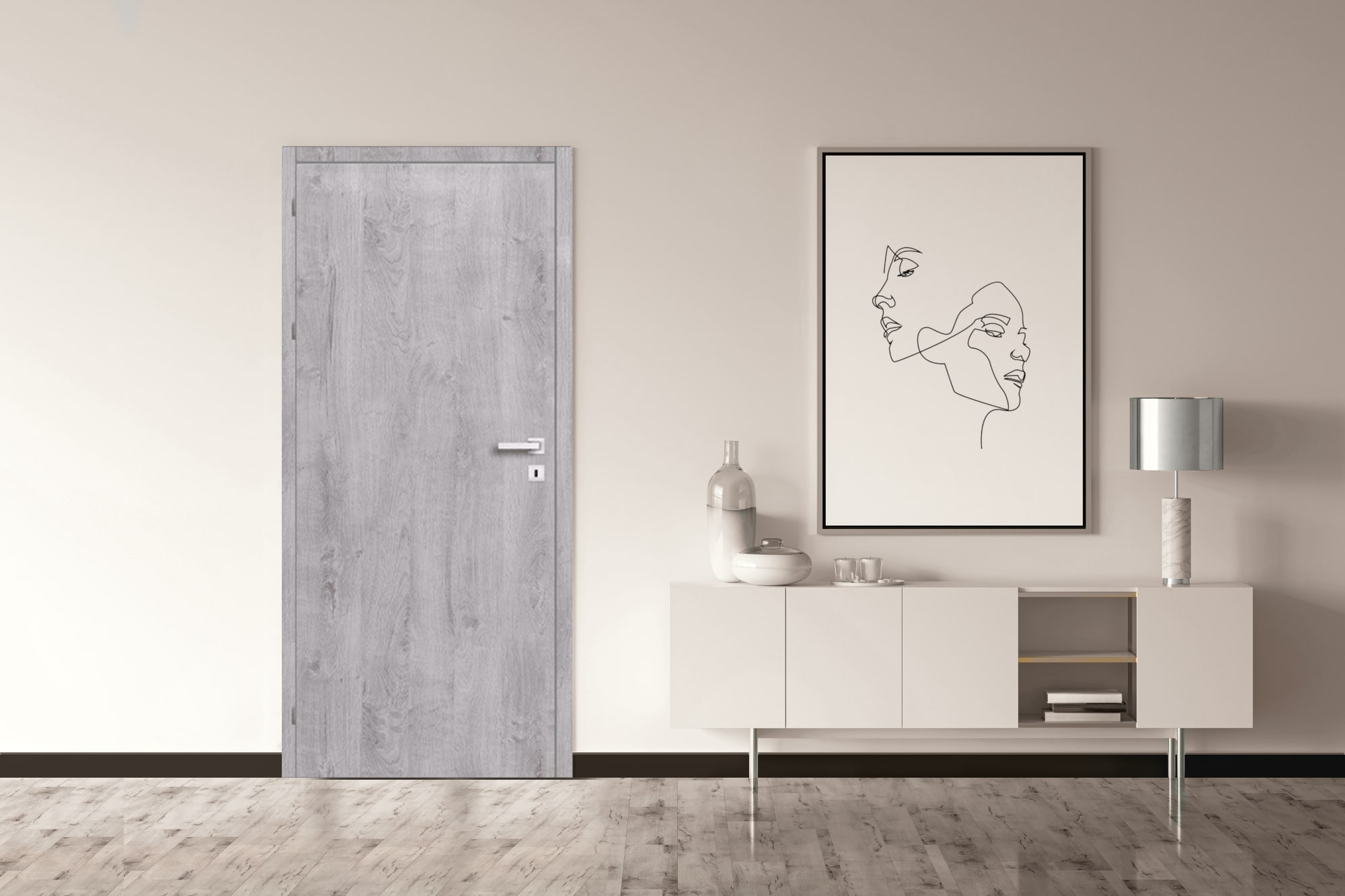 Usa de interior  gri, dreapta, mdf, 206 x 88 cm, toc inclus • Exmoor