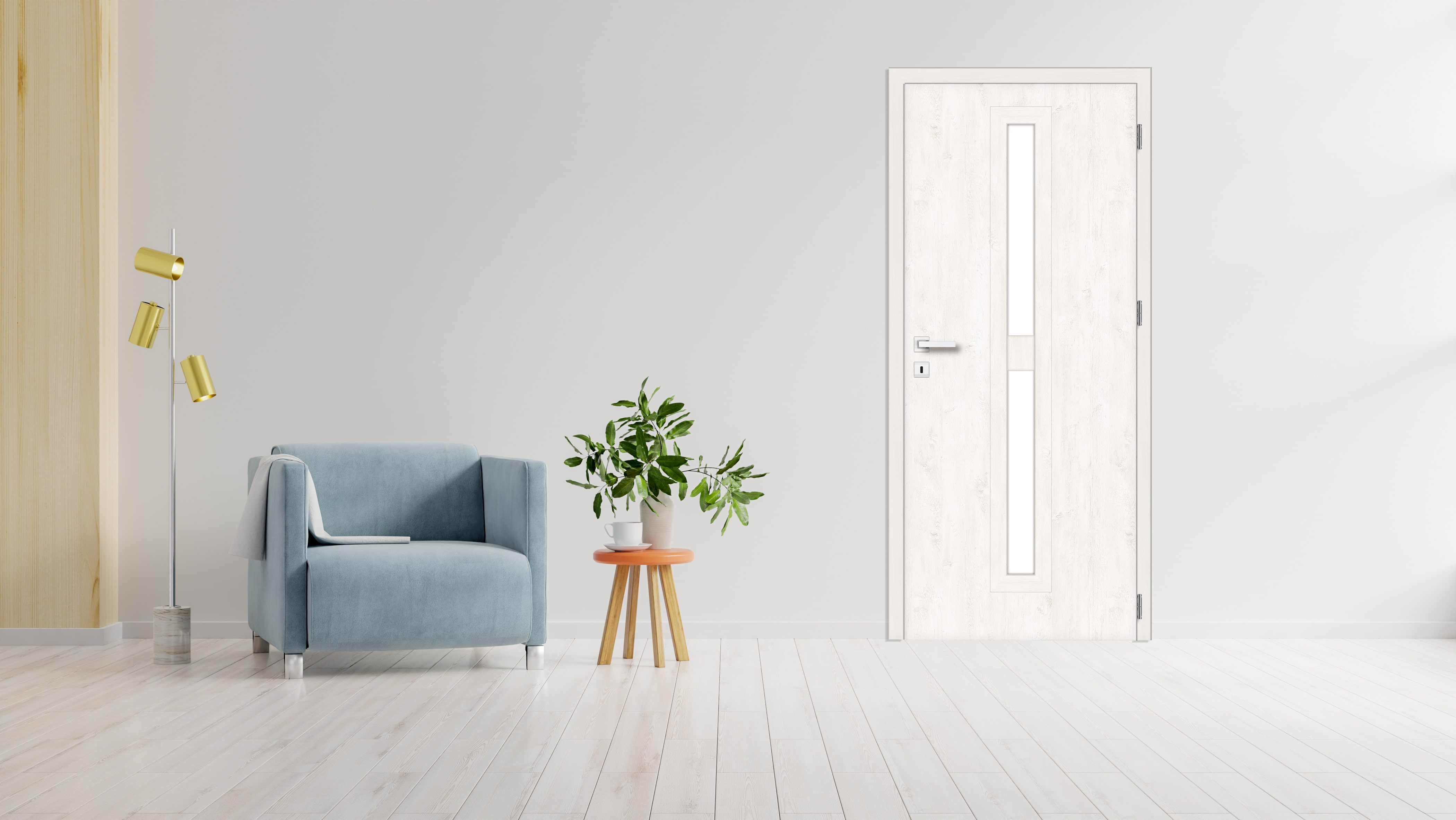 Usa de interior cu geam, gri, stanga, mdf, 206 x 78 cm, toc inclus Klaro