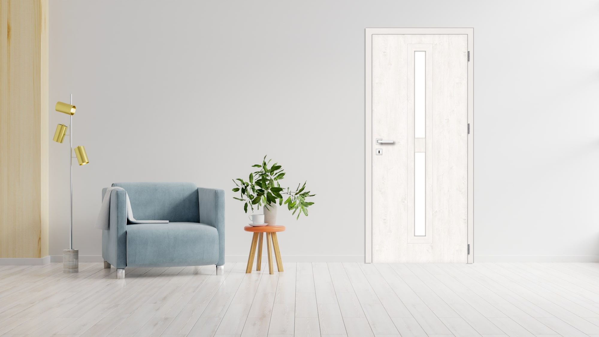 Usa de interior cu geam, gri, stanga, mdf, 206 x 78 cm, toc inclus Klaro