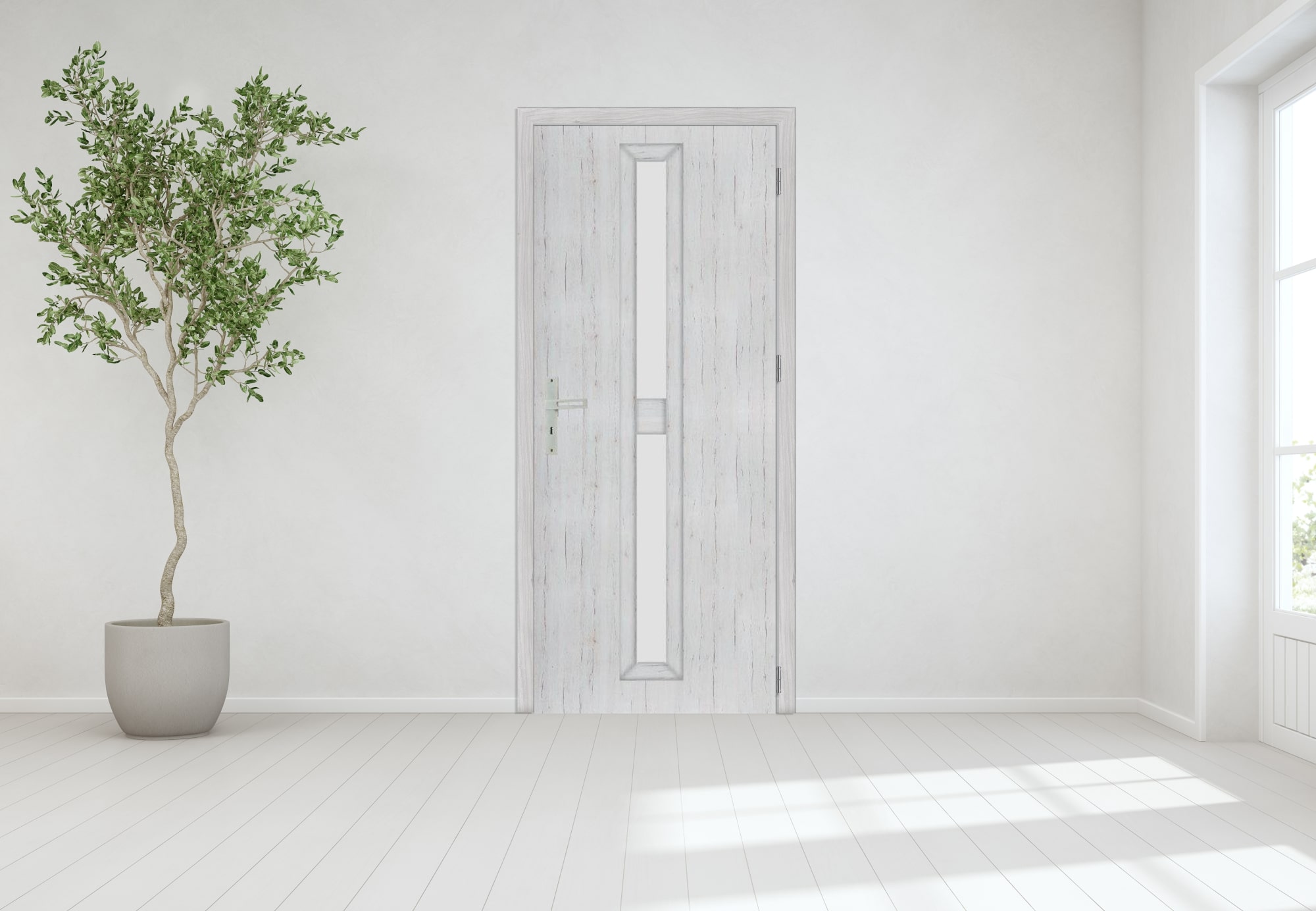 Usa de interior cu geam, gri, dreapta, mdf, 206 x 78 cm, toc inclus • Klaro