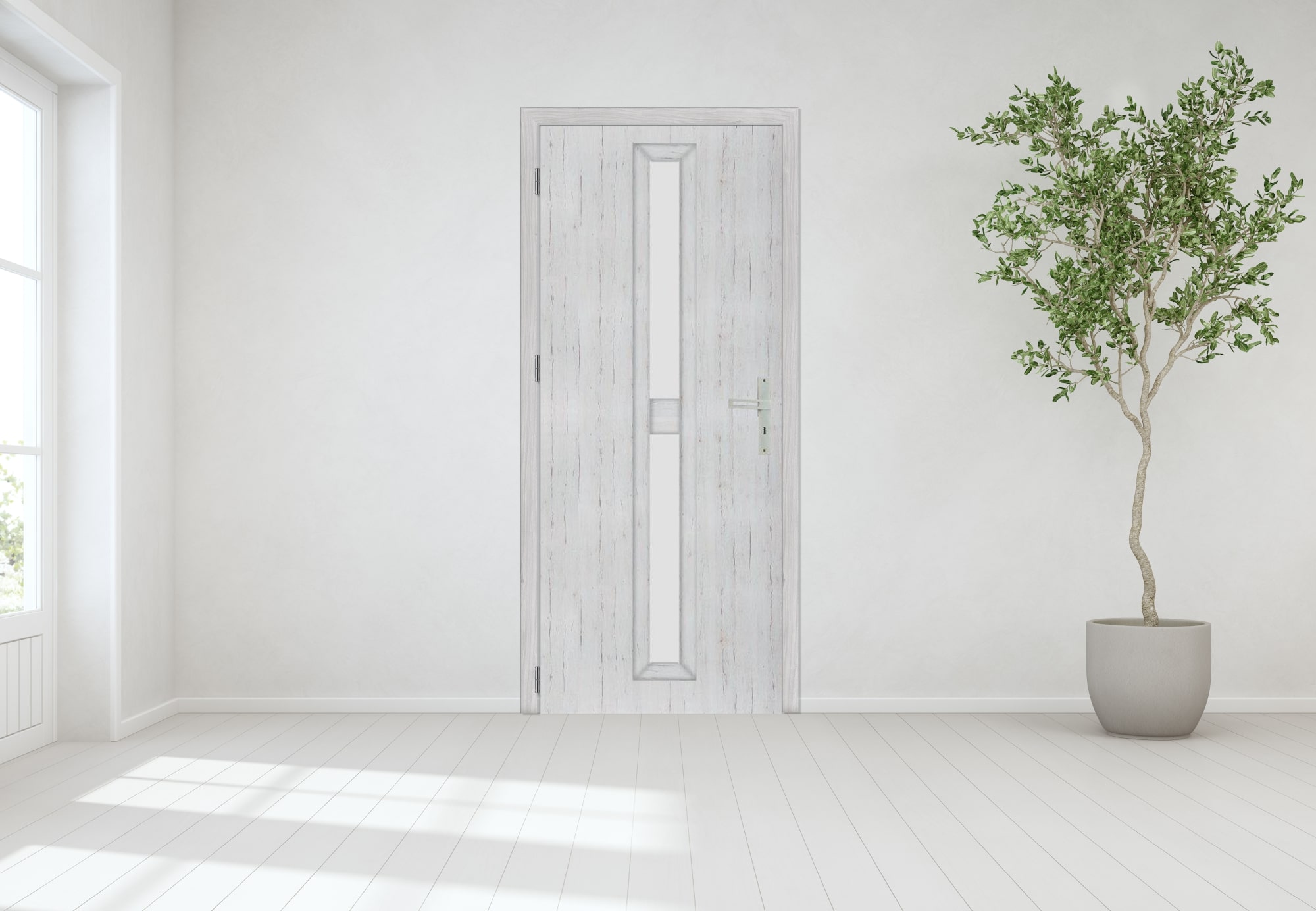 Usa de interior cu geam, gri, stanga, mdf, 206 x 88 cm, toc inclus Klaro