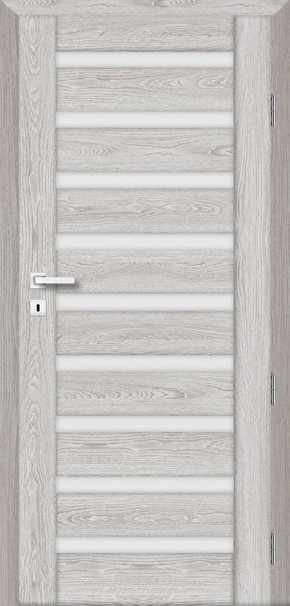 Usa de interior cu geam, gri, stanga, mdf, 206 x 68 cm, toc inclus  Korfu