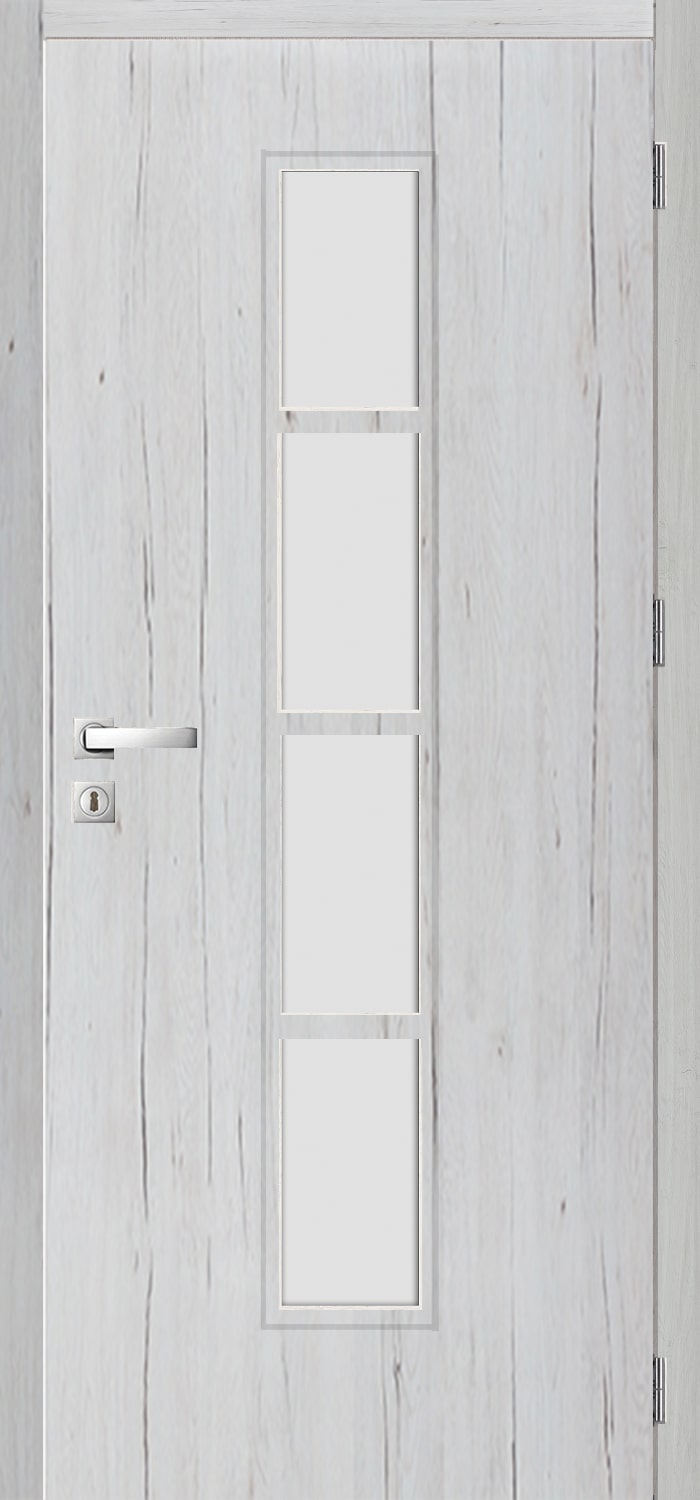 Usa de interior cu geam, alb, stanga, mdf, 206 x 68 cm, toc inclus • Olga