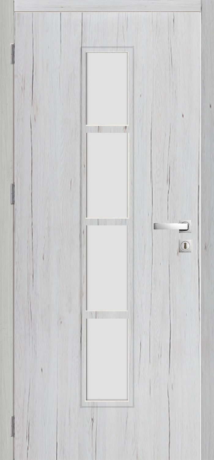 Usa de interior cu geam, alb, dreapta, mdf, 206 x 68 cm, toc inclus • Olga